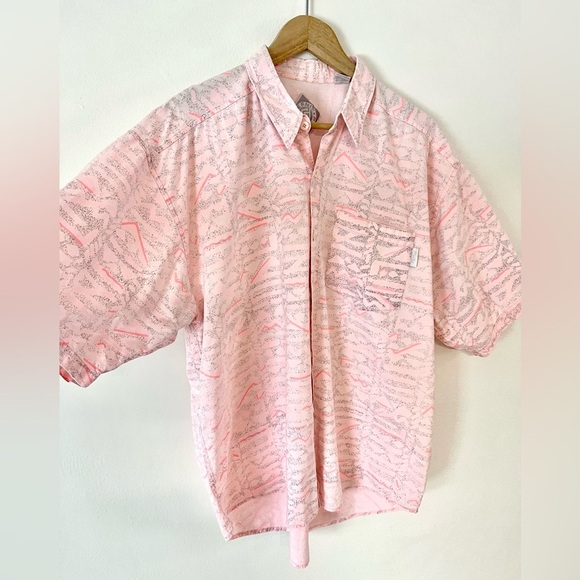 Permit Vintage Pink 80s Print Button-Up Collared Cotton Short Sleeve Shirt XL - Picture 2 of 9